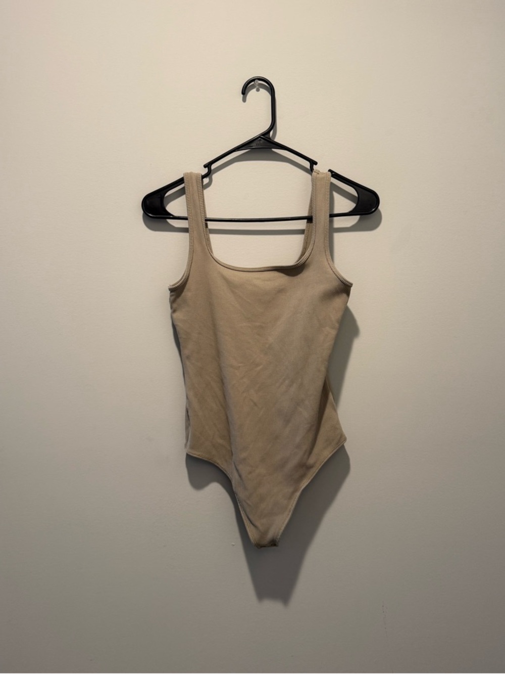 Abercrombie & Fitch-Taupe Ribbed Scoop Neck Bodysuit